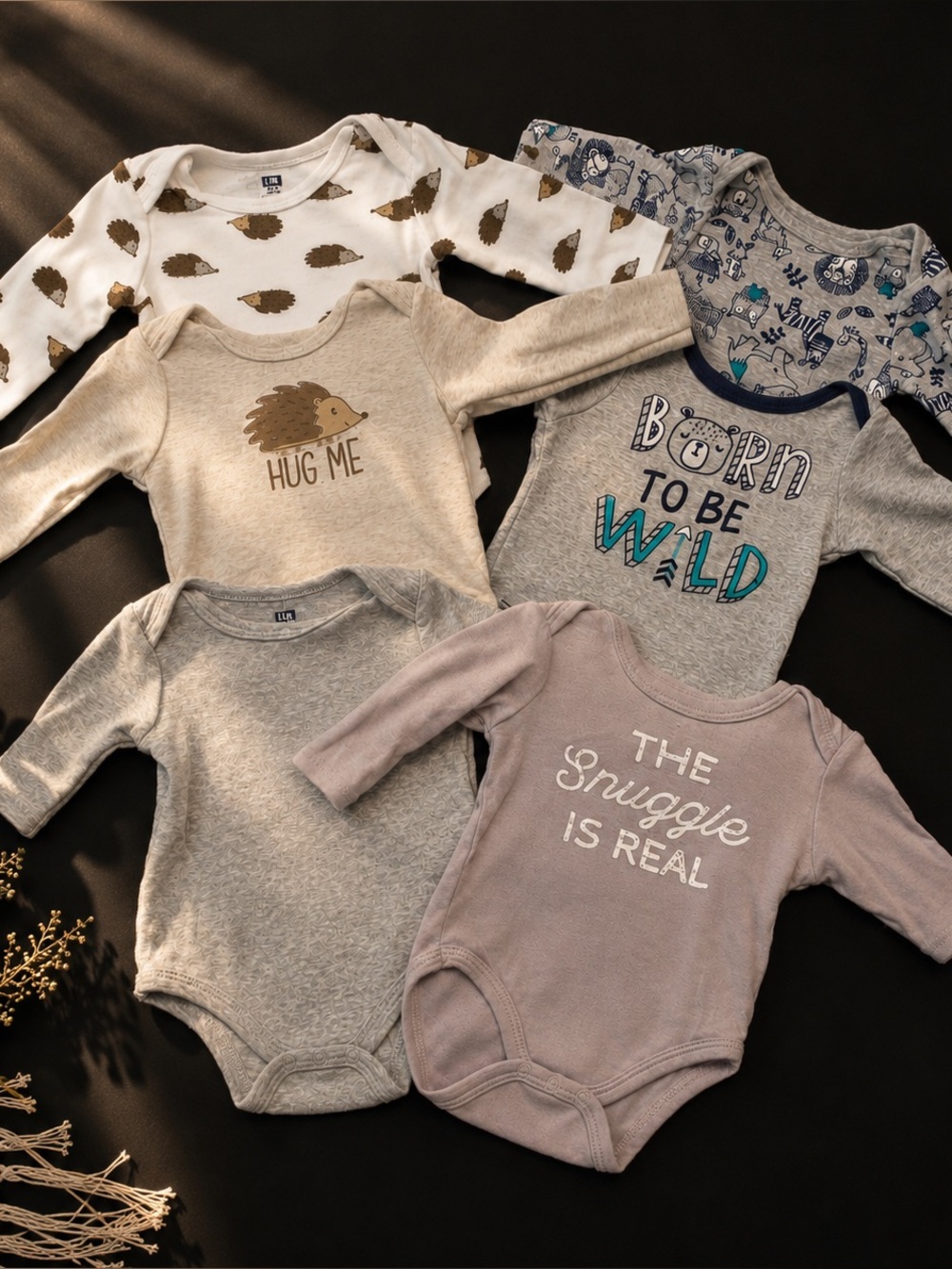 Multiples Baby Bodysuit Set - Gray, Cream, Blue